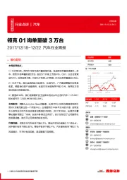 汽车行业周报：领克01询单量破3万台