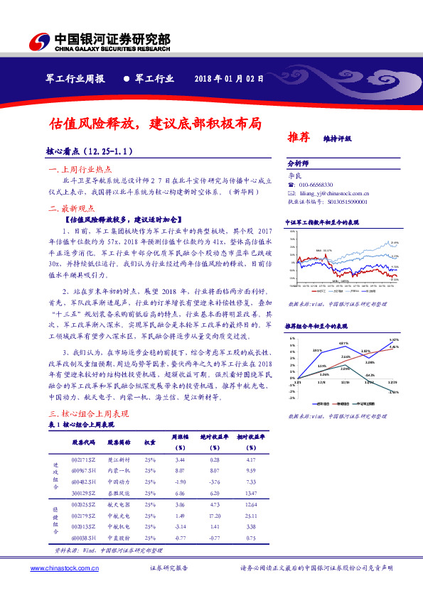 军工行业周报：估值风险释放，建议底部积极布局