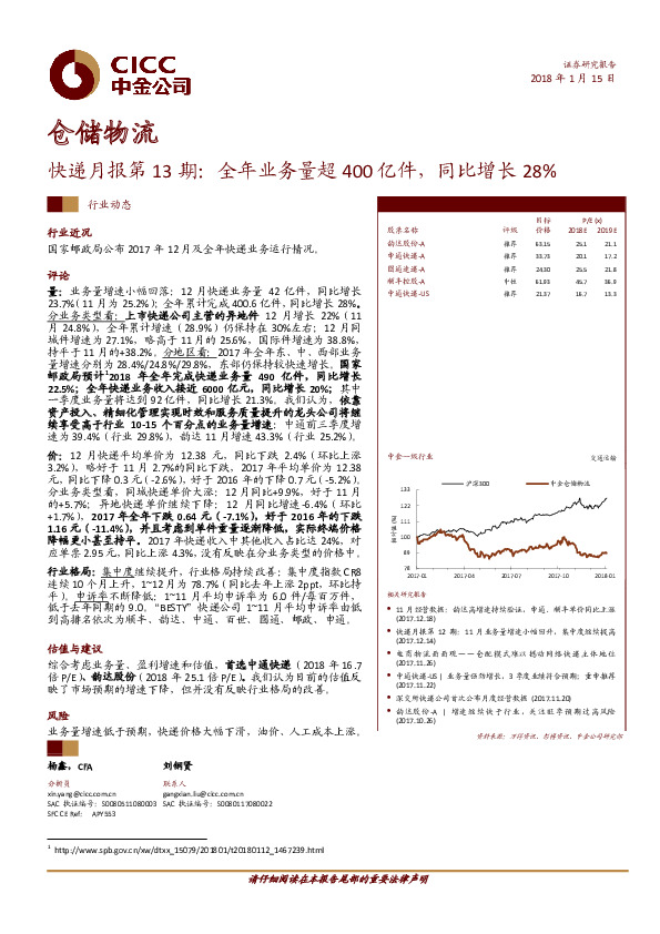 快递月报第13期：全年业务量超400亿件，同比增长28%