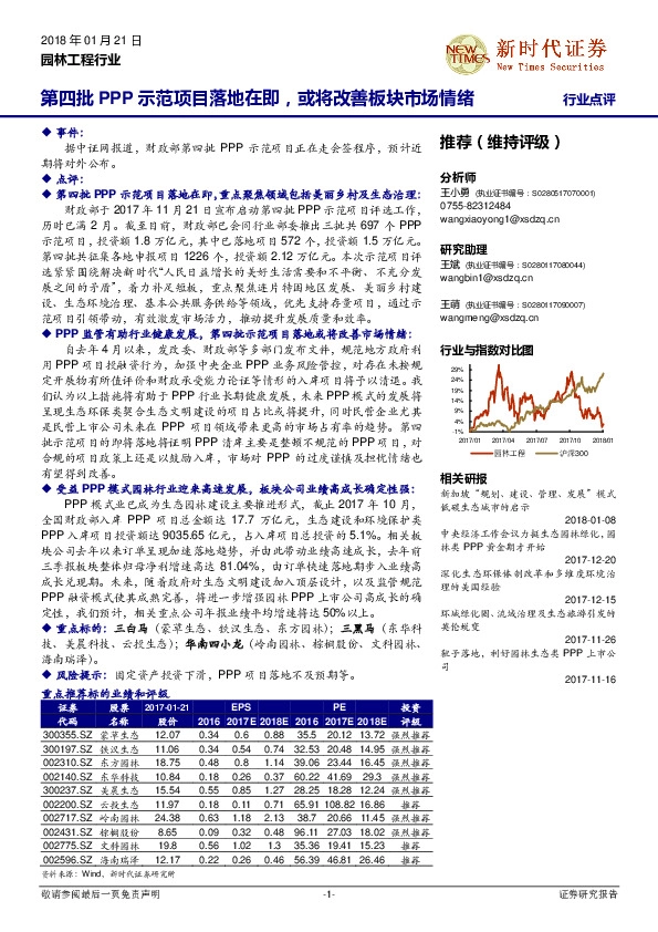 园林工程行业点评：第四批PPP示范项目落地在即，或将改善板块市场情绪