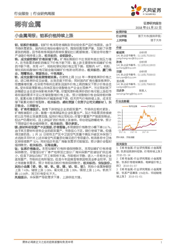 小金属周报：钼系价格持续上涨