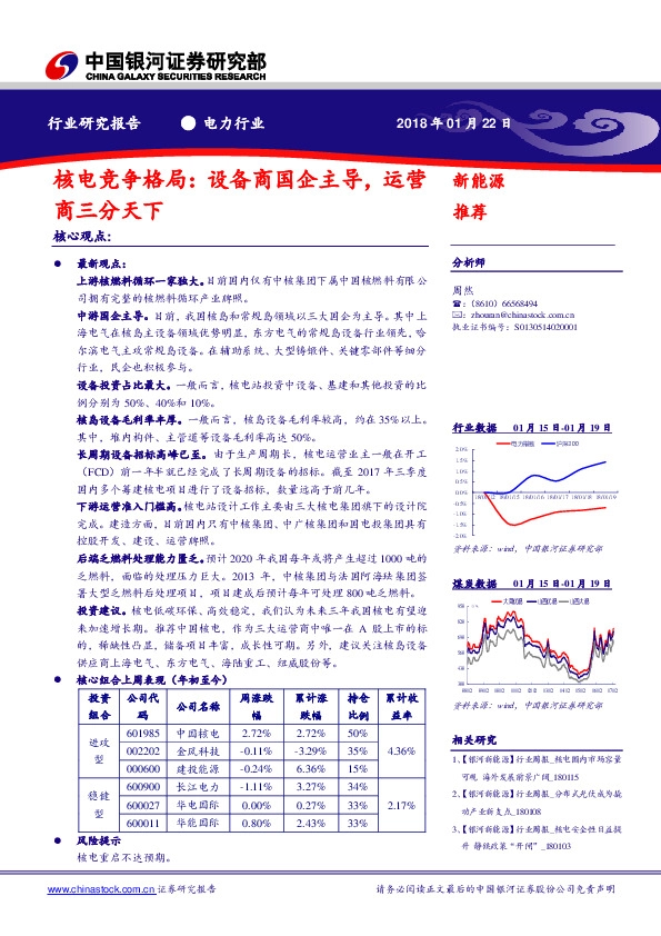 电力行业：核电竞争格局：设备商国企主导，运营商三分天下