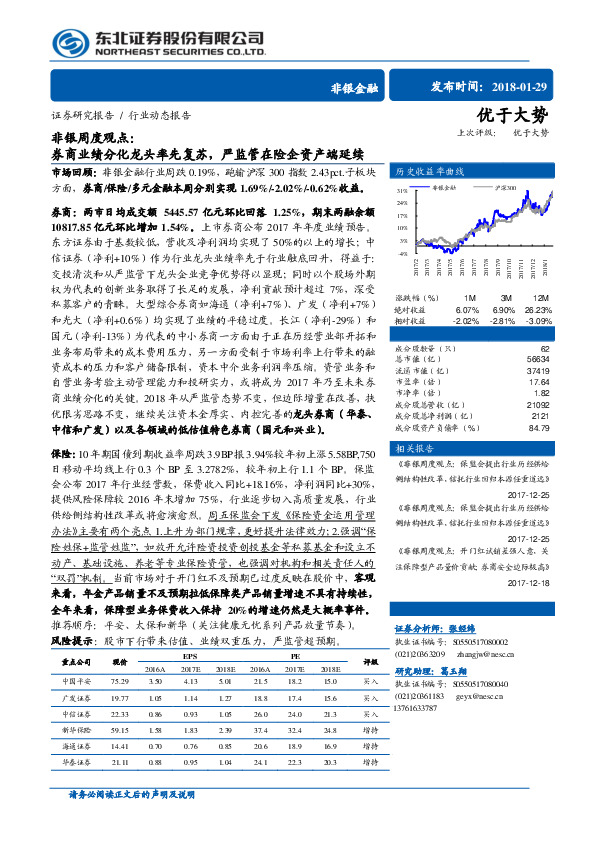 非银周度观点：券商业绩分化龙头率先复苏，严监管在险企资产端延续