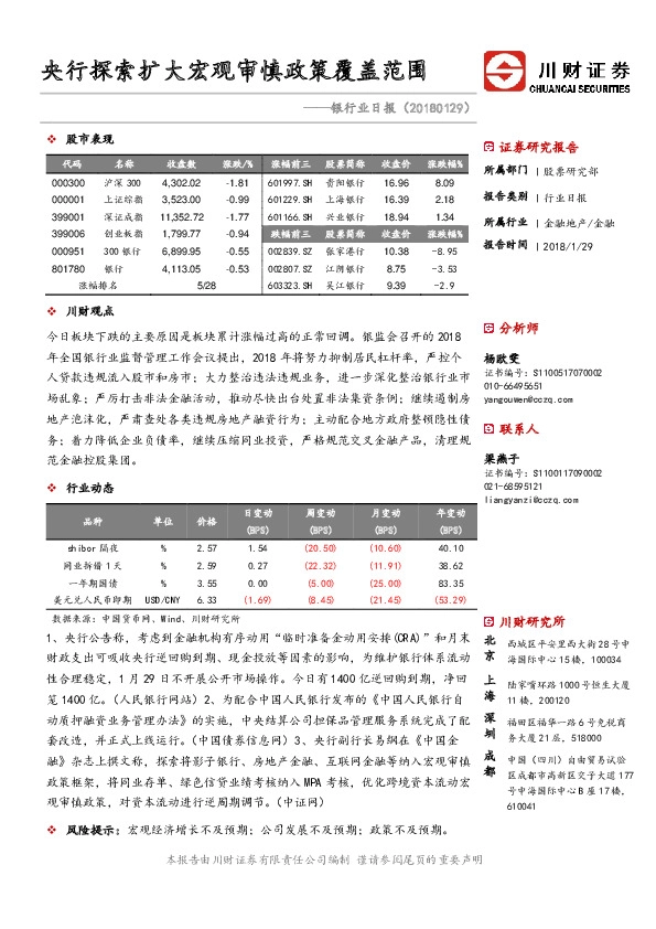 银行业日报：央行探索扩大宏观审慎政策覆盖范围