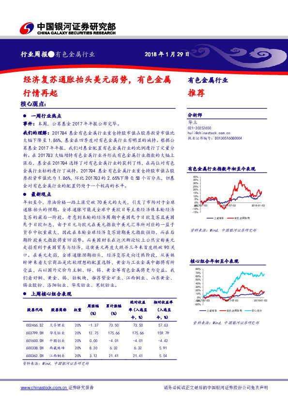 有色金属行业周报：经济复苏通胀抬头美元弱势， 有色金属行情再起