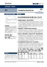 非金属建材板块股息研究专题：关注具有稳定现金分红潜力的上市公司