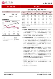 电气设备行业月度报告：行业整合阶段，聚焦优势企业