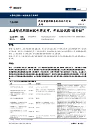汽车智能网联系列报告之行业点评：上海智能网联测试号牌发布，开放路试获“通行证”