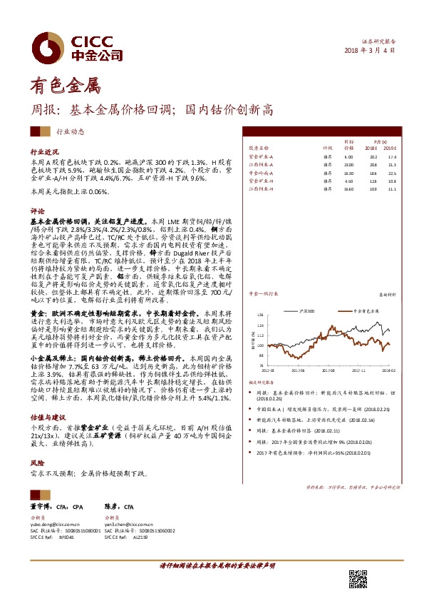 有色金属行业周报：基本金属价格回调；国内钴价创新高