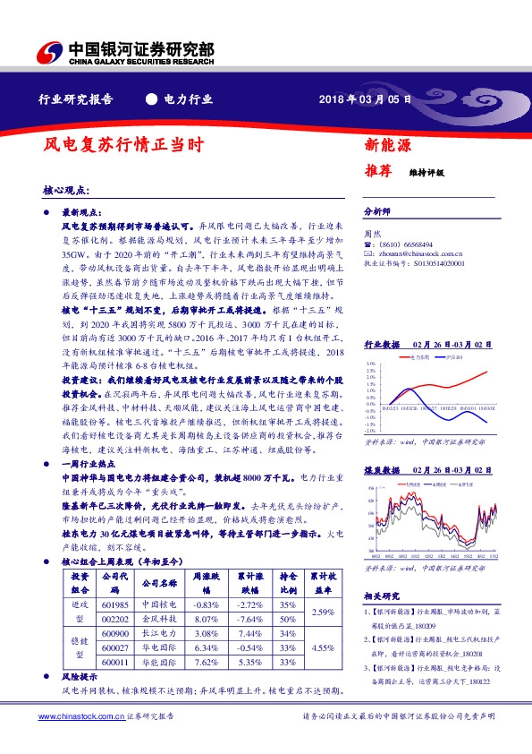 电力行业：风电复苏行情正当时
