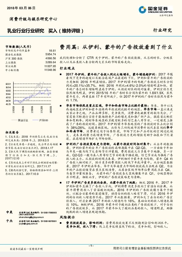 乳业行业行业研究：费用篇：从伊利、蒙牛的广告投放看到了什么