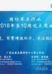 国防军工行业2018年第10周观点周报：改革推进，军费增速回升，关注低估值白马