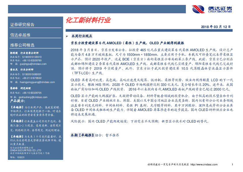 化工新材料行业