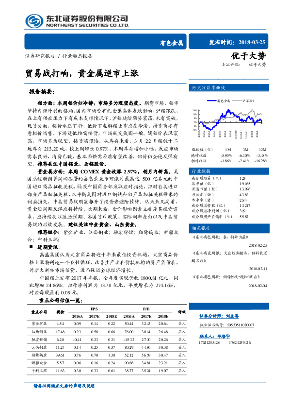 有色金属：贸易战打响，贵金属逆市上涨