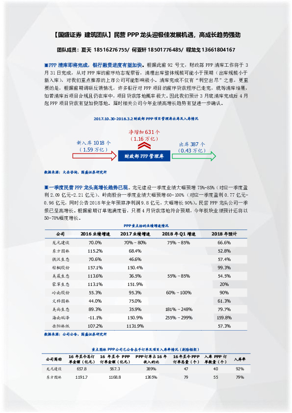 建筑行业点评：民营PPP龙头迎极佳发展机遇，高成长趋势强劲
