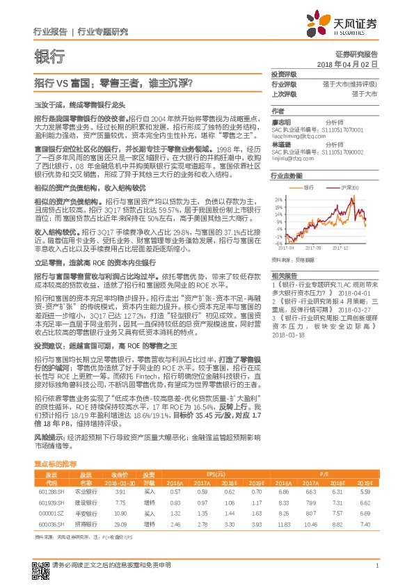 银行行业专题研究：招行VS富国：零售王者，谁主沉浮？