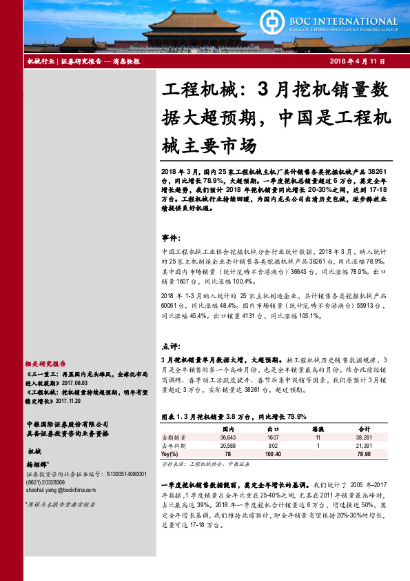 工程机械：3月挖机销量数据大超预期，中国是工程机械主要市场