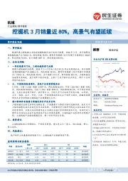机械：挖掘机3月销量近80%，高景气有望延续