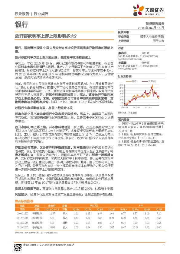 银行：放开存款利率上浮上限影响多大？