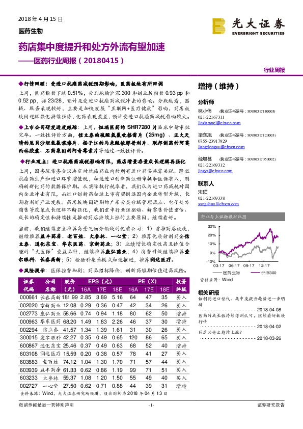 医药行业周报：药店集中度提升和处方外流有望加速