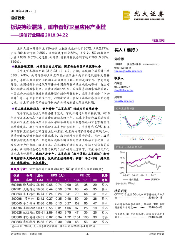 通信行业周报：板块持续震荡，重申看好卫星应用产业链
