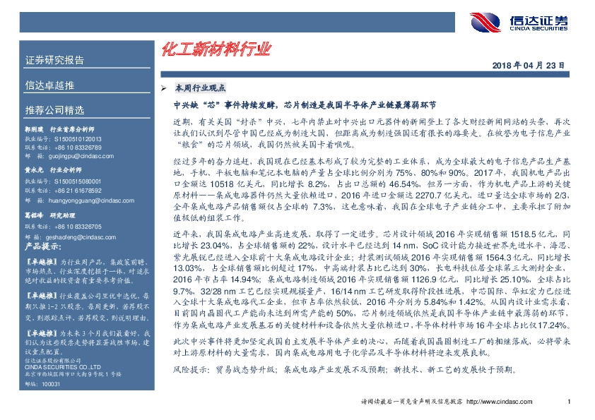 化工新材料行业