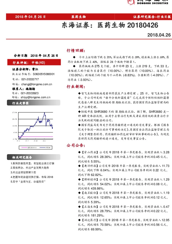医药生物行业日报