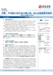 民生化工周报：液氯、甲烷氯化物价格大幅上涨，DMC价格继续创新高