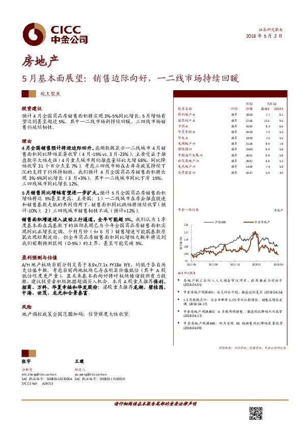 房地产：5月基本面展望：销售边际向好，一二线市场持续回暖