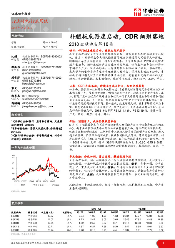 2018金融动态第18期：补短板或再度启动，CDR细则落地