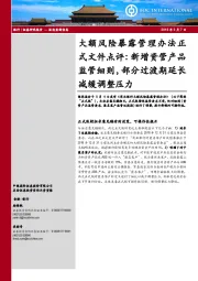银行：大额风险暴露管理办法正式文件点评：新增资管产品监管细则，部分过渡期延长减缓调整压力