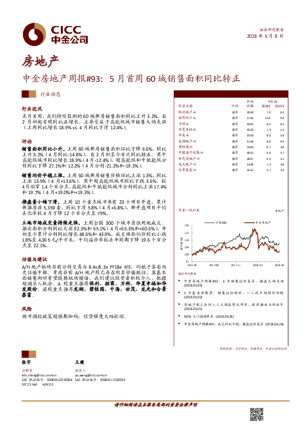 中金房地产周报#93：5月首周60城销售面积同比转正