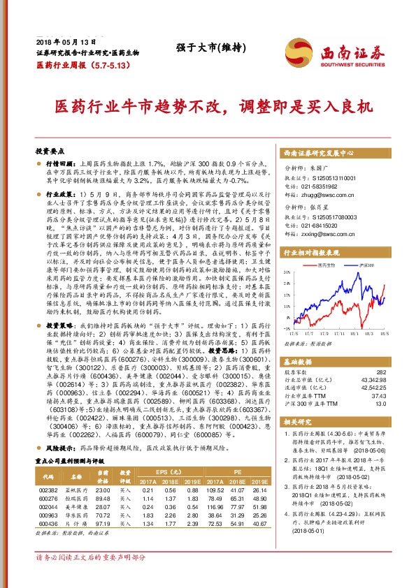 医药行业周报：医药行业牛市趋势不改，调整即是买入良机