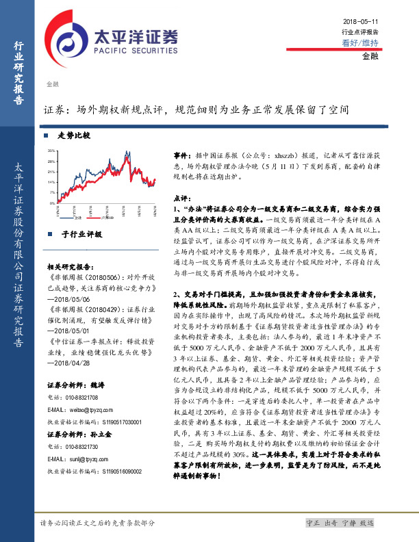 证券：场外期权新规点评，规范细则为业务正常发展保留了空间