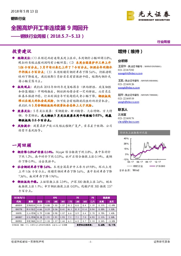 钢铁行业周报：全国高炉开工率连续第9周回升