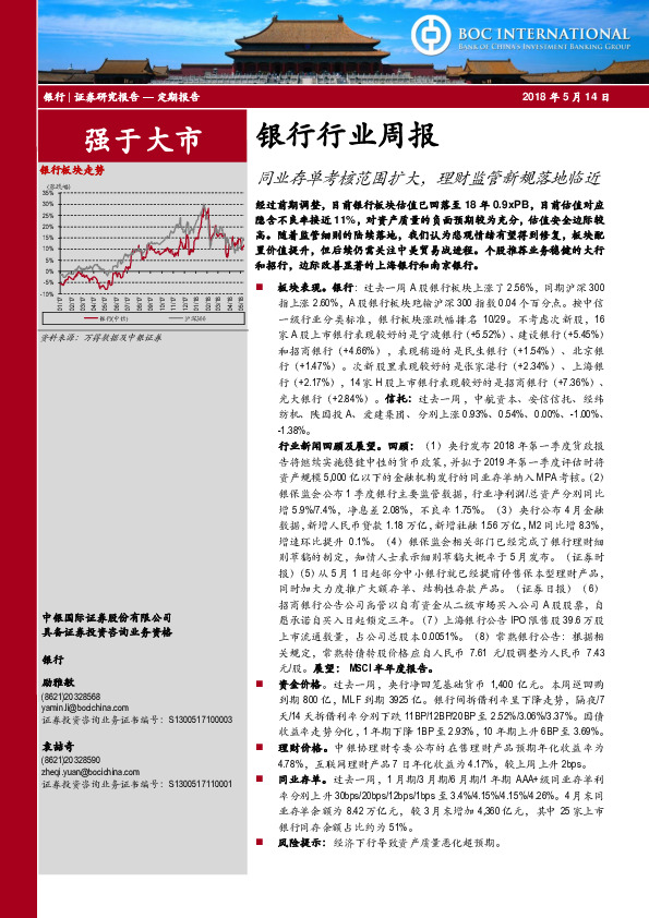 银行行业周报：同业存单考核范围扩大，理财监管新规落地临近