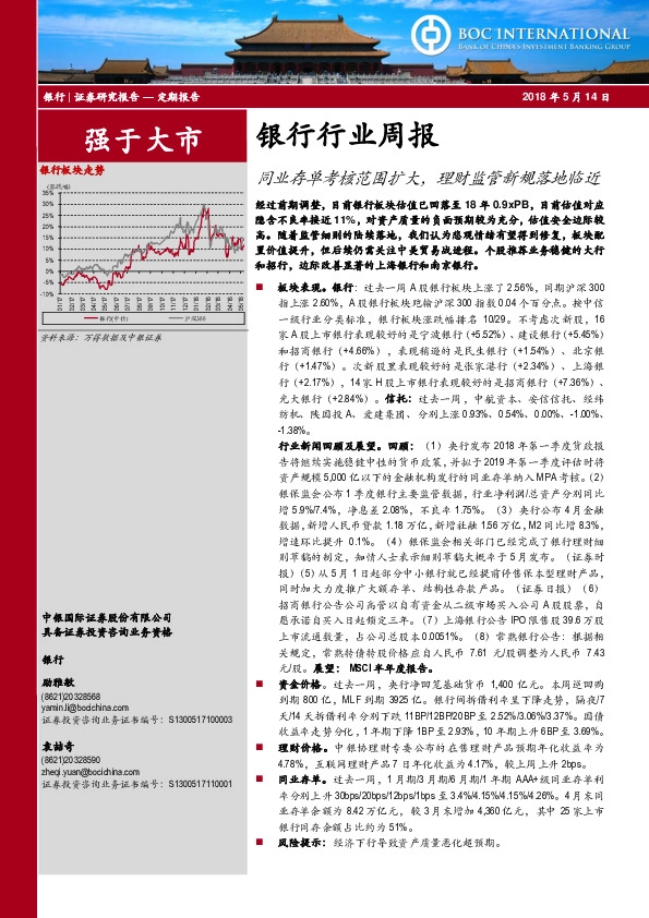 银行行业周报：同业存单考核范围扩大，理财监管新规落地临近