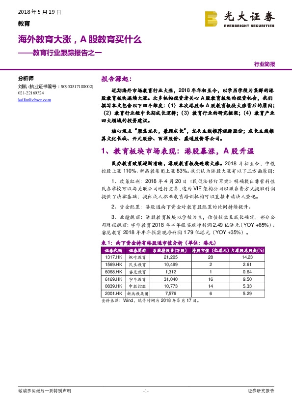 教育行业跟踪报告之一：海外教育大涨，A股教育买什么