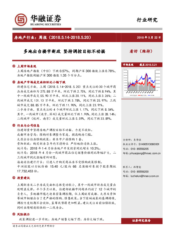 房地产行业周报：多地出台楼市新政 坚持调控目标不动摇