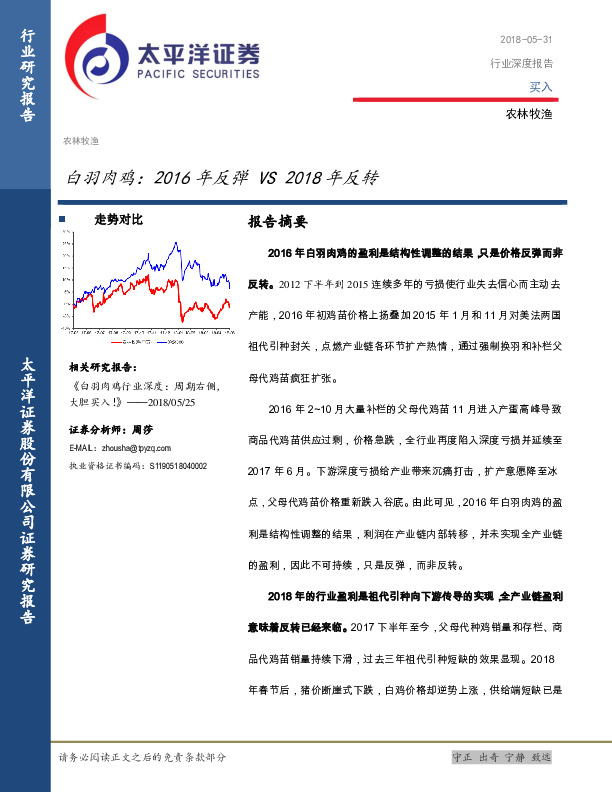 白羽肉鸡：2016年反弹VS2018年反转
