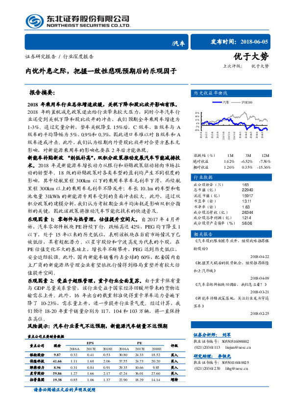 汽车行业深度报告：内忧外患之际，把握一致性悲观预期后的乐观因子