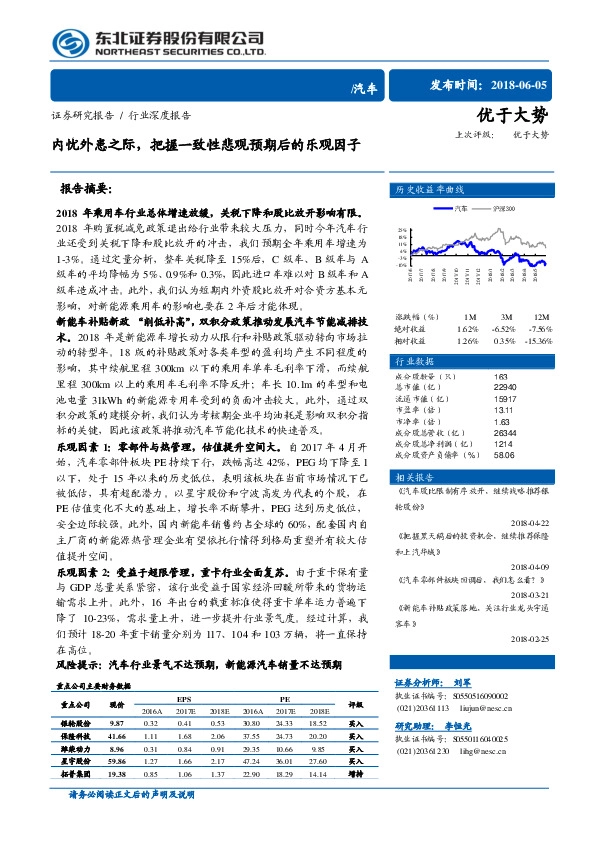 汽车行业深度报告：内忧外患之际，把握一致性悲观预期后的乐观因子