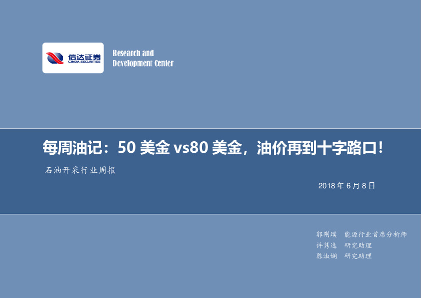 每周油记：50美金vs80美金，油价再到十字路口！