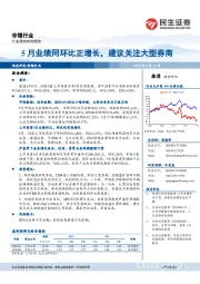 5月业绩同环比正增长，建议关注大型券商