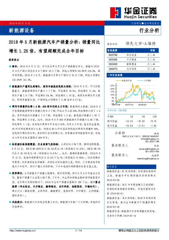 2018年5月新能源汽车产销量分析：销量同比增长1.25倍，有望超额完成全年目标
