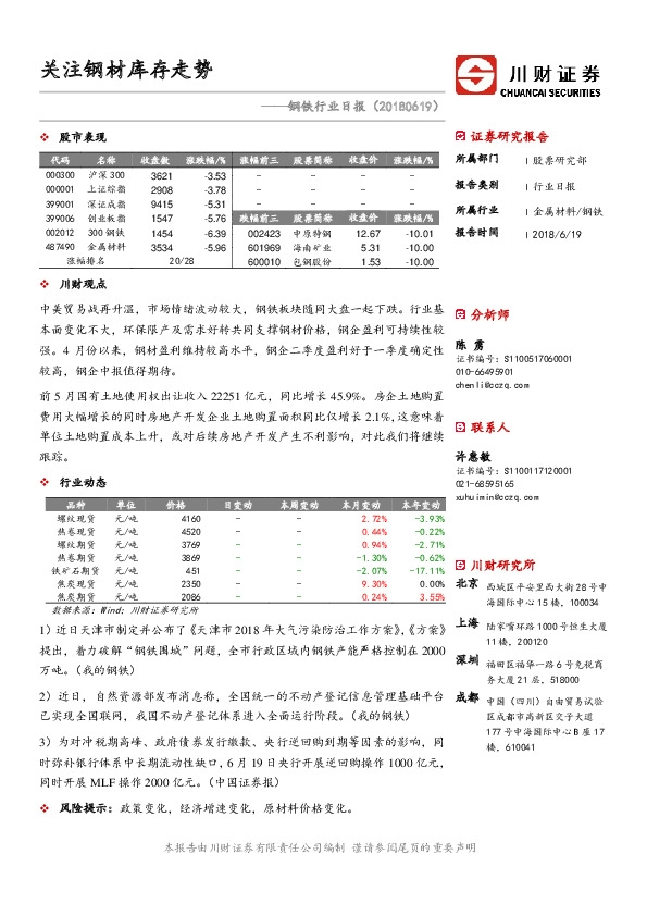 钢铁行业日报：关注钢材库存走势