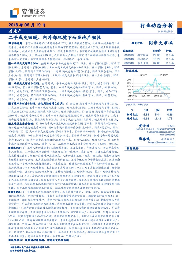 房地产行业动态分析：二手成交回暖、内外部环境下凸显地产韧性
