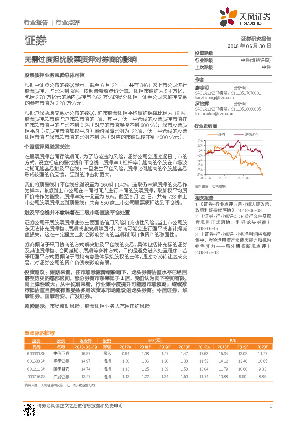 证券行业点评：无需过度担忧股票质押对券商的影响