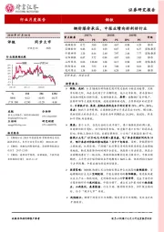 钢铁行业月度报告：钢价煤价承压，中报业绩向好利好行业