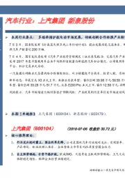 汽车行业：上汽集团 新泉股份